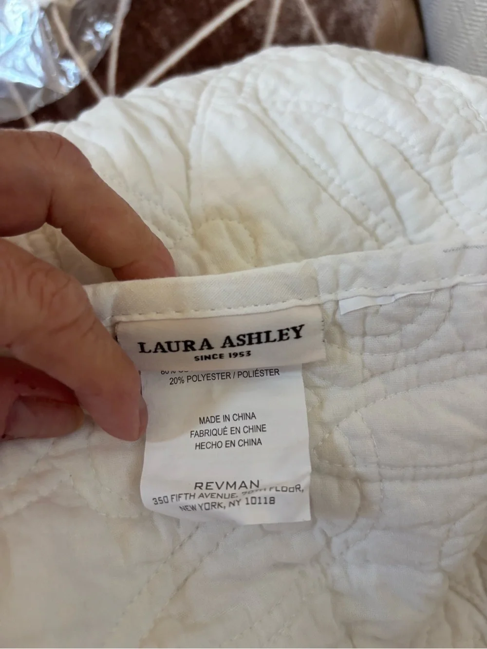 Laura Ashley Felicity King Quilt Set White Reversible 100% Cotton Shams Included